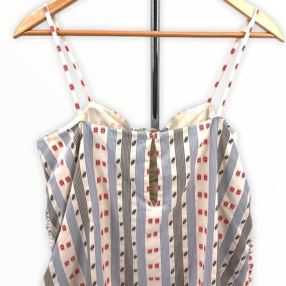 Carven Jacquard Printed Ruched Tank Top NWT size 4 Red White Blue - Picture 6 of 13